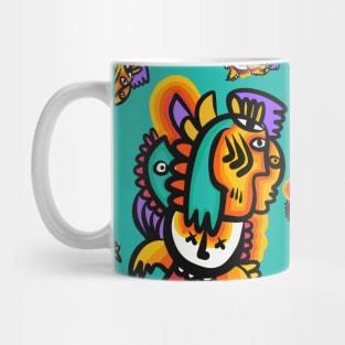 African Graffiti Creatures Pattern Mug